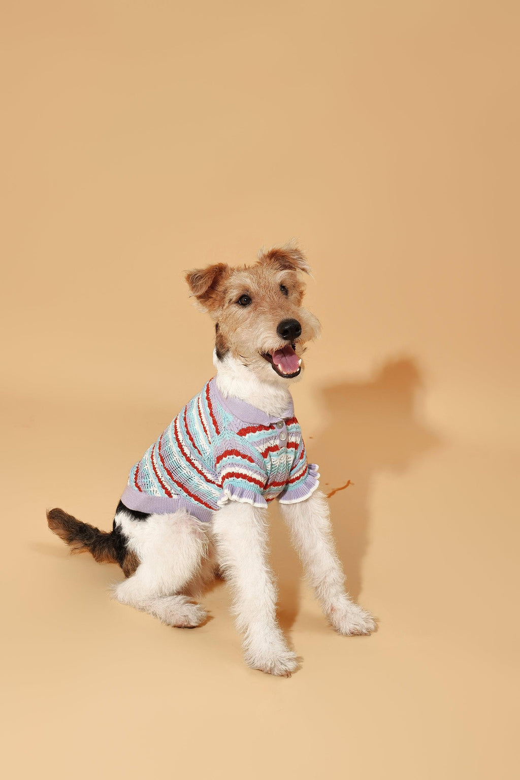 Pet & Me Spring Summer Lavender Ruffle Crochet Short Sleeve Polo Shirt