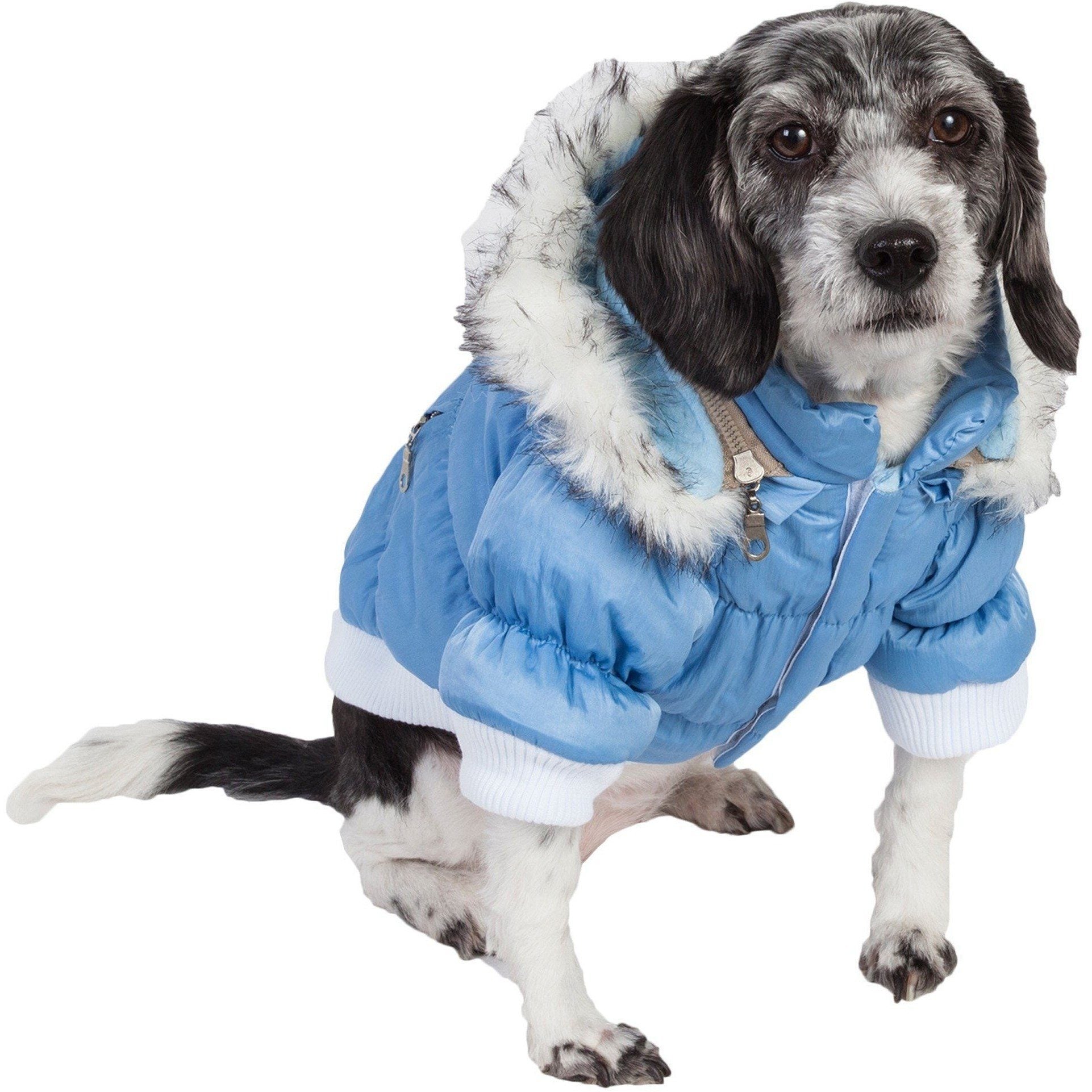 Pet Life ® Classic Metallic Fashion 3M Insulated Dog Coat Parka  w/ Removable Hood